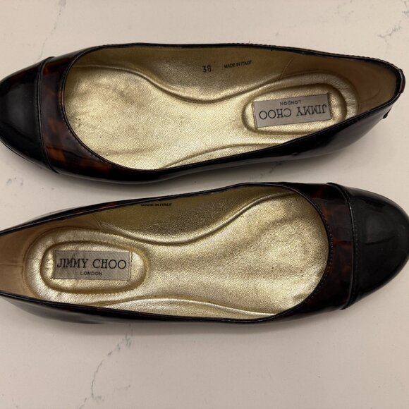 Jimmy Choo Tortoise Shell Flats Size 38 - Picture 9 of 10